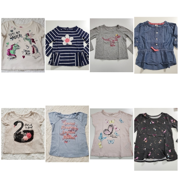 Toddler Girls Bundle Lot or 8 Fun Colorful T-shirt Tops Size 24m 2t 3t - Picture 1 of 11